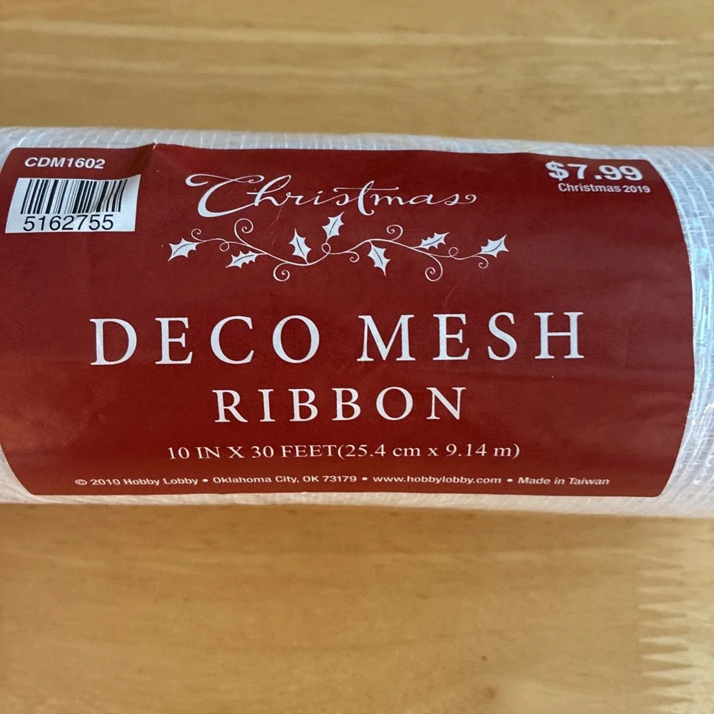 Hobby Lobby Mesh Ribbon White Lavender Iridescent  Lot Of 2 Craft